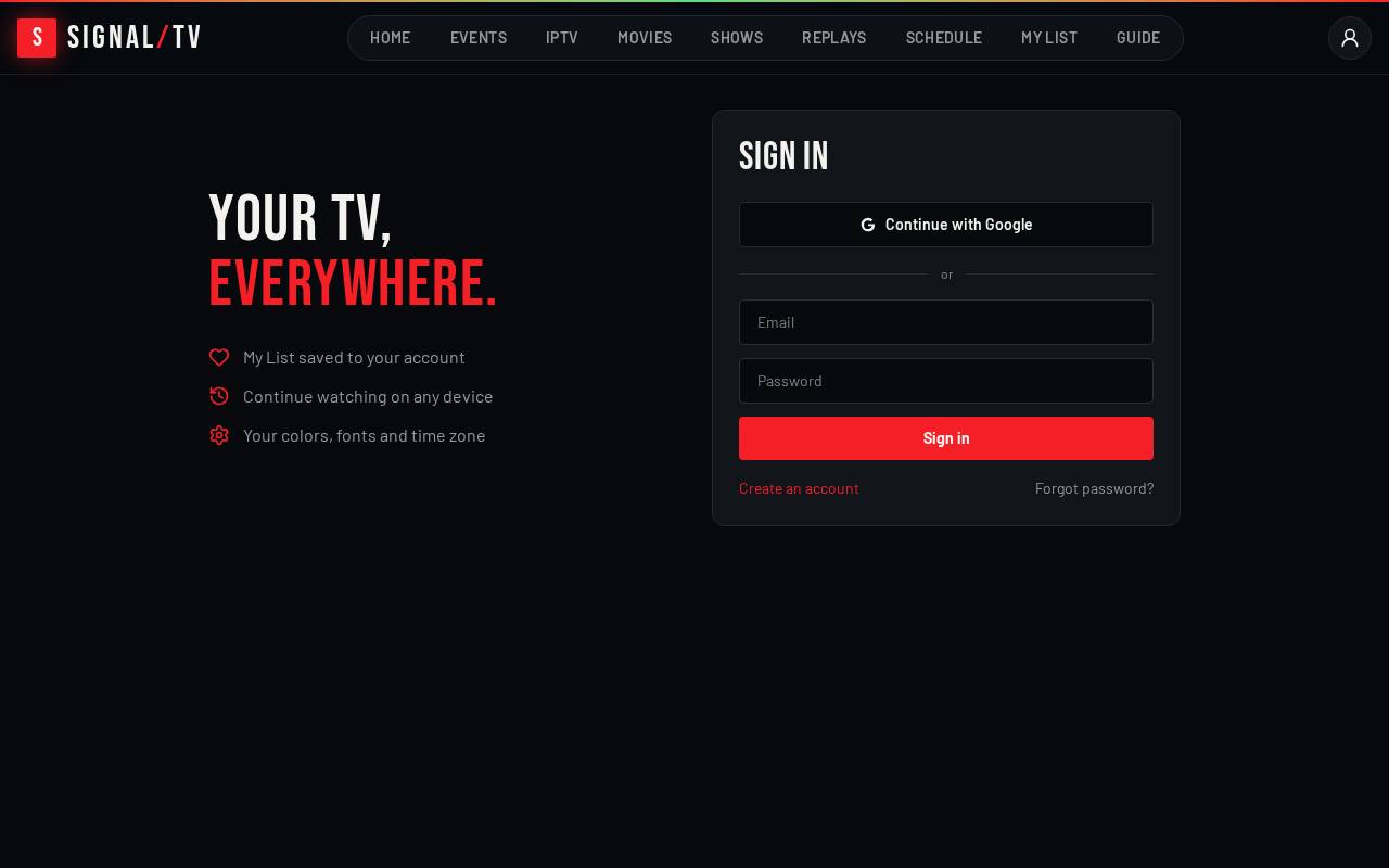 Signing in on desktop