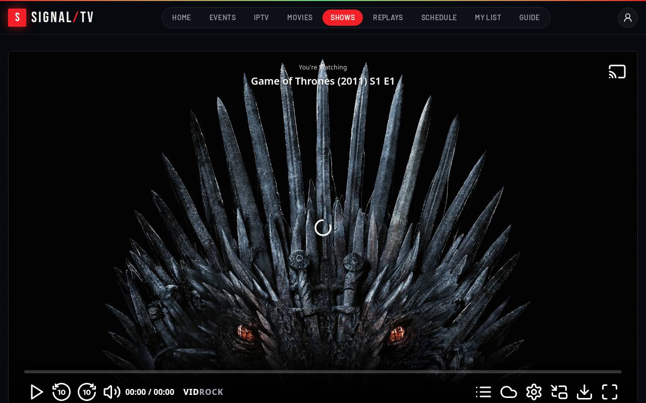 Watching a show on desktop